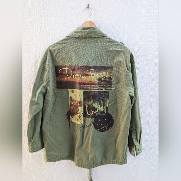 Zara Basic Military Utility Oversized Olive Green Jacket Coat Women's Size Small - Picture 3 of 4